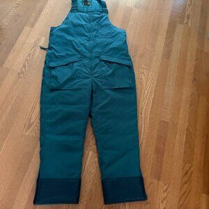 Vintage Mens Eddie Bauer Green Goose Down Insulated Overalls Size XL